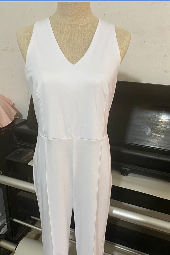 V-neck Halter Backless Sleeveless Jumpsuit