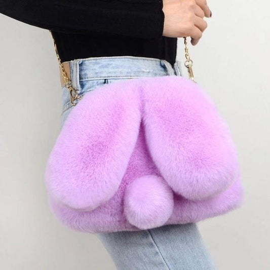 Portable Rabbit-shaped Plush One-shoulder Satchel