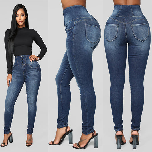 High Waist  Slim Jeans