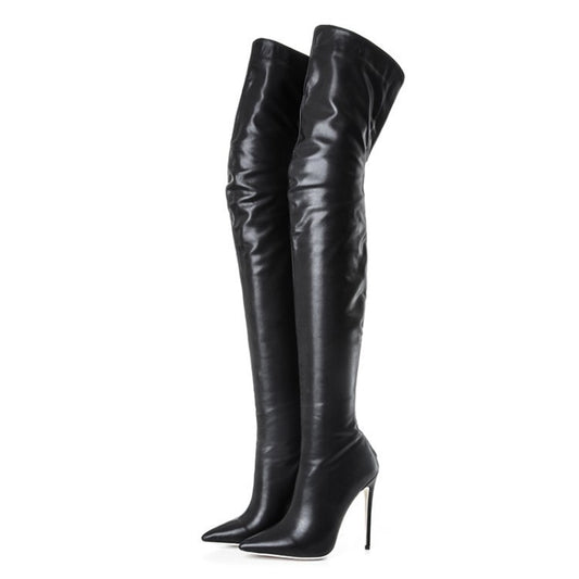 Over-the-knee Shiny Leather Boots
