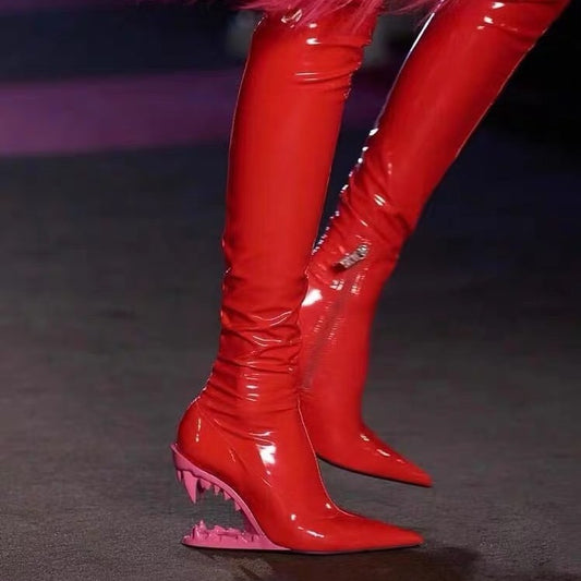 Patent Leather Stretch Boots
