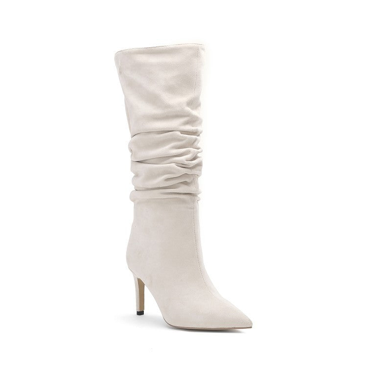 Pleated Mid-boots Silver