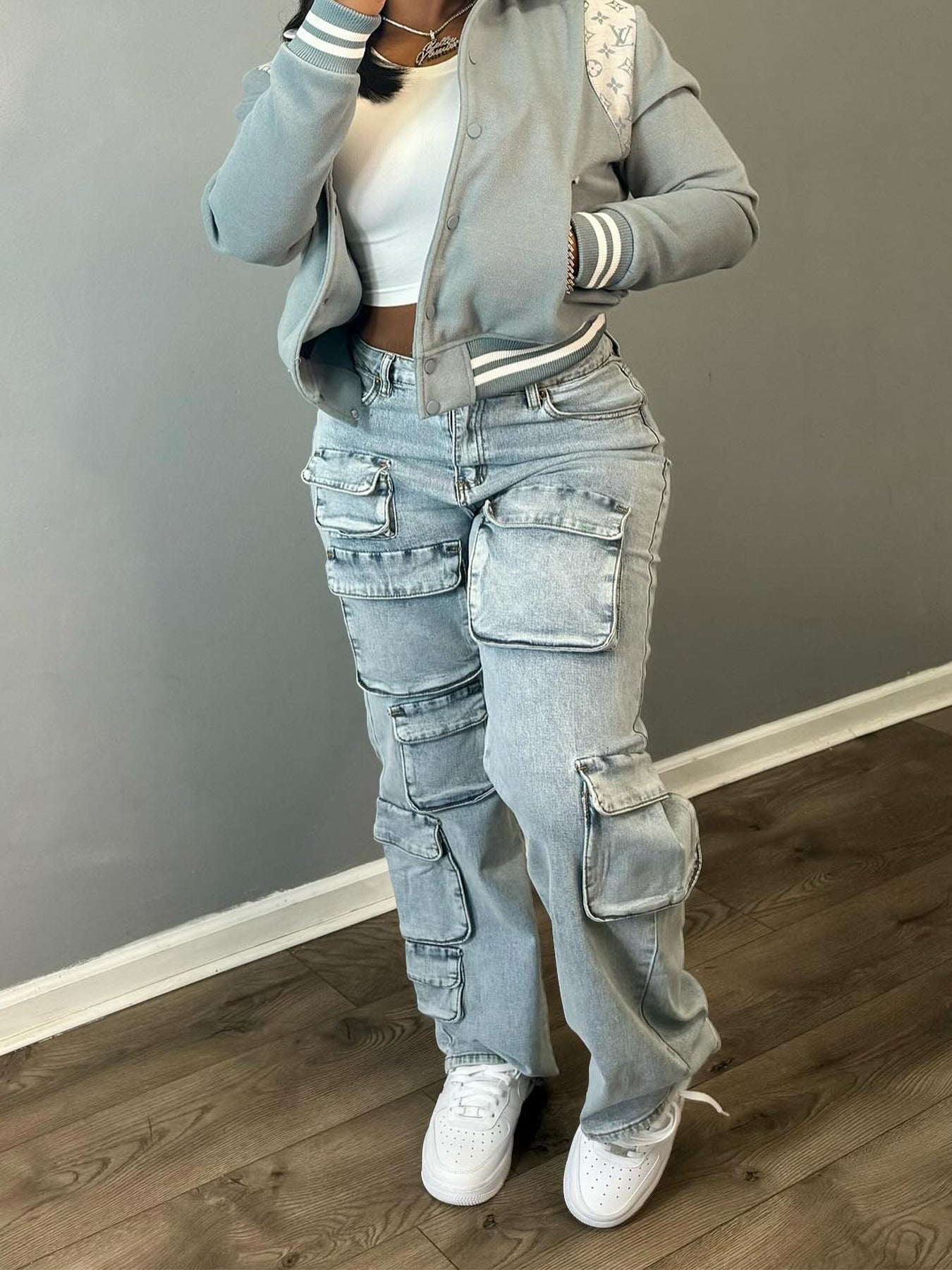 Work Clothes Style Denim Trousers