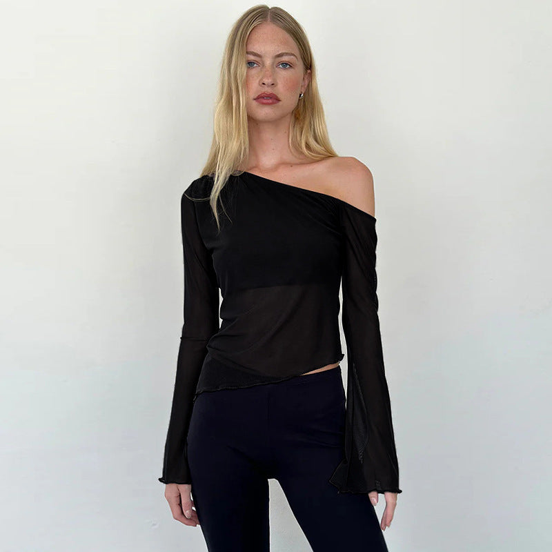 Wild Shoulder Gauzy Off-the-shoulder Long Sleeve