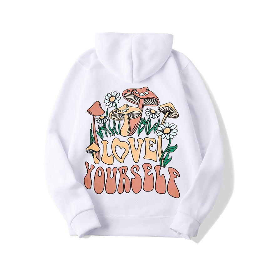 Loose Mushroom Slogan Hoodie