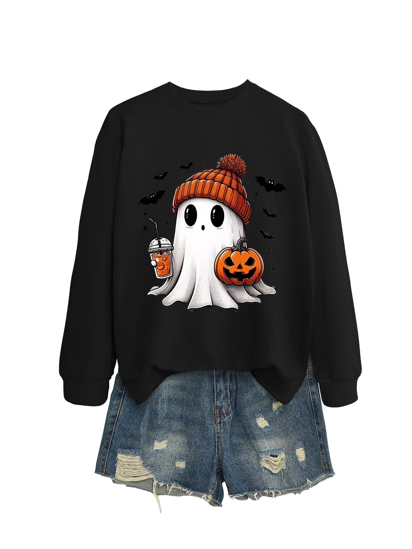 Pumpkin Bat Crew Neck Sweatshirt